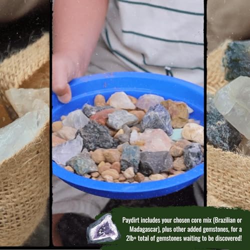 ASR Outdoor 14pc Gemstone Paydirt Rocks and Minerals Collection of 5lb Brazilian Genuine Rough Gems - style: 14pc Brazilian Kit