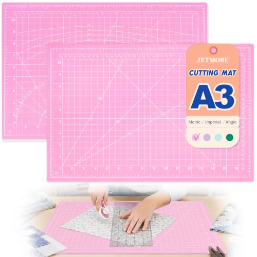 JETMORE Cutting Mat, 12"x18" Cutting Mat for Sewing, Grid Lines Craft Mats - color: Light Pink