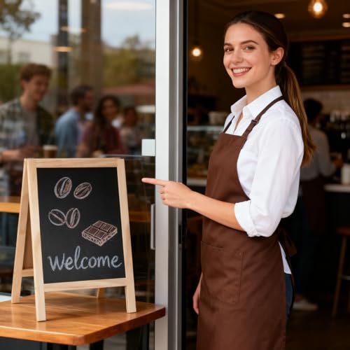 2 Pcs Chalkboard Easel, with 2 Erasers, 15.7x9.8 in Tabletop Stand Chalkboards, Double-Sided A Frame Chalkboard Sign, Tabletop Menu Wooden Board, for Menu, Kitchen, Restaurant, Bar, Wedding, Home Dec - color: Black