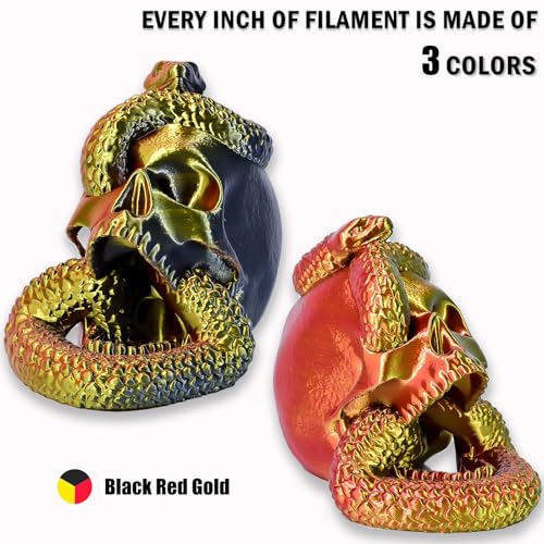 OVV3D PLA Filament 1.75mm, 3D Printer Filament Silk PLA Filament, Tri-Color PLA Filament with Silk PLA Black Red Gold, 3D Printing Filament +/-0.02mm, 1kg/2.2lbs - color: Tri-color Black Red Gold