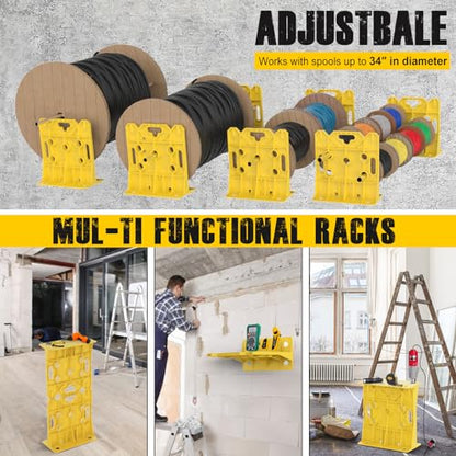 Multi Purpose Wire Dispenser, Cable/Wire Spool Rack, Wire Spool Caddy, Holds Spools Up to 34" In Diameter, Load Capacity 330 LBS, 1 Pair (YELLOW) - color: Yellow