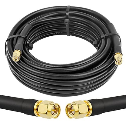 MOOKEERF KMR240 SMA Male to SMA Male Coaxial Cable 50 ohm Coax Ultra Low Loss Antenna Extension for 3G/4G/5G/LTE Network Equipment, GPS, RF Radio (25FT) - size: 25 FT