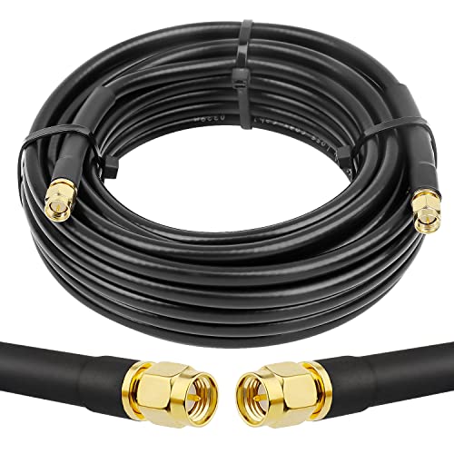 MOOKEERF KMR240 SMA Male to SMA Male Coaxial Cable 50 ohm Coax Ultra Low Loss Antenna Extension for 3G/4G/5G/LTE Network Equipment, GPS, RF Radio (25FT) - size: 25 FT