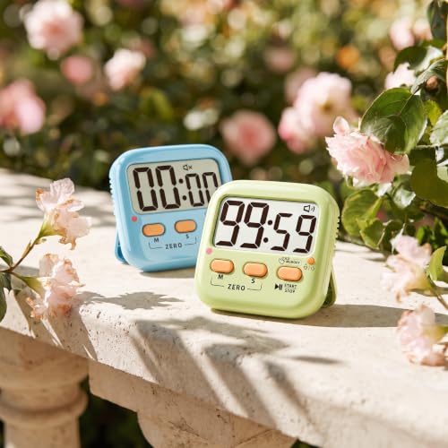 2 Pack Digital Timer for Kids Teacher Classroom Kitchen Office - color: Green + Blue