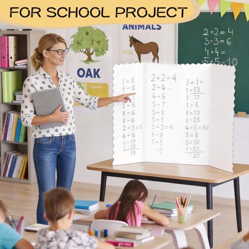 30 Pack 24" x 36" White Trifold Poster Board Bulk, Corrugated Foldable Tri-fold Display Board for Science Fair, School Projects, Presentations, Art, Business & Classroom Supplies - size: 24"x36"--30Pcs