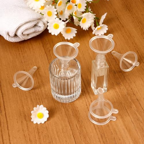 60 Pcs Mini Clear Plastic Funnel, Little Small Funnel Set Kit for Lab Bottles Essential Oils Perfumes Powder Spices Sand Art Capsule Kitchen - color: Clear-60pcs