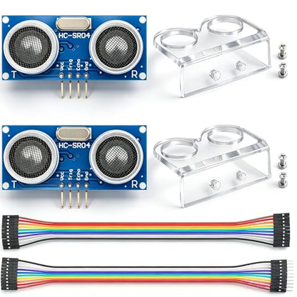 2 Pcs HC-SR04 Ultrasonic Sensor Module with Mounting Bracket