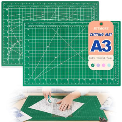 JETMORE Cutting Mat, 12" x 18" Double Sided Craft Cutting Mat for Sewing - color: Green