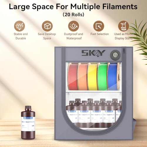 3D Printer Filament Storage Box with Hygrothermograph,Dustproof and Waterproof Storage Box Isolate Pets for Storage Double Layer Storage Rack and Easy to Store 20 roll Pack - size: Large-20 Rolls Grey