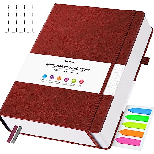 Graph Paper Notebook A4, 312 Numbered Pages Squared Grid Journal 8.5" x 11" - color: Burgundy, size: A4
