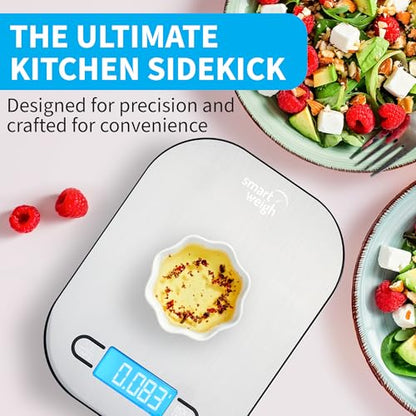 Smart Weigh Stainless Steel Kitchen Scale, 11 lb x 1g, Nutrition Tracking - color: Stainless Steel