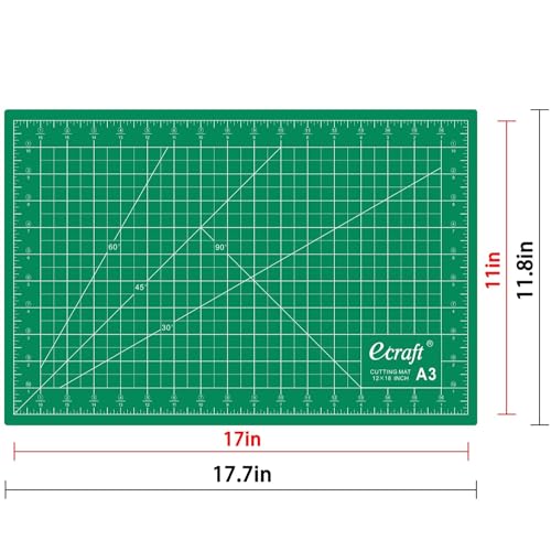 Ecraft Self-Healing Cutting Mat 12x18 Inch, Double-Sided 5-Ply Gridded Rotary Cutting Board, Non-Slip Surface for Sewing, Quilting & Crafts, Green/Black - color: Green/Black, size: 18"L x 12"W