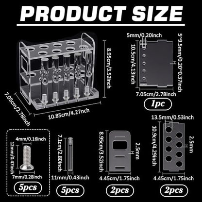 PH PandaHall Test Tube Holder, Test Tube Rack Clear Acrylic Test Tube Organizer 8 Slots and 5 Drying Poles for Aquarium Testing Centrifuge Tubes Experiments Liquid Storage Party Decor