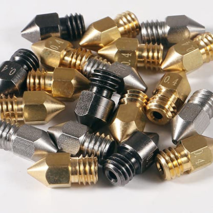 20PCS 3D Printer Hardened Steel +Stainless Steel +Brass Extruder Nozzle MK8 Nozzles 0.4mm,for Creality Ender 3 Ender 3 V2 Ender 3 Pro CR-10 Makerbot Creality CR-10 Ender 3 5 - color: 20PCS MK8 0.4mm