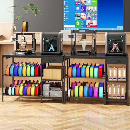 3D Printer Stand with Drawer&Outlet,3D Printer Table with Filament Storage - color: Black