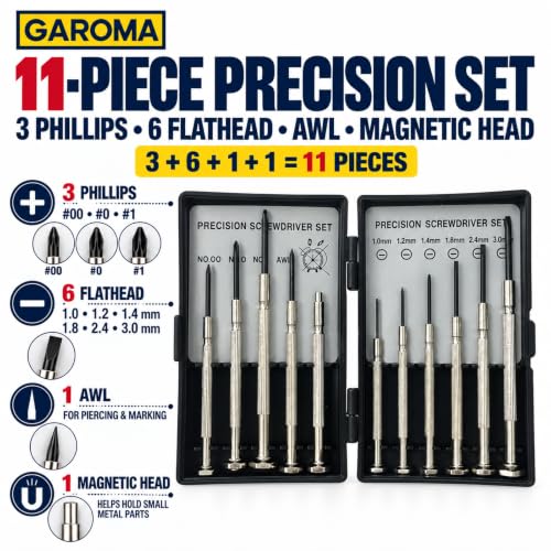 11PCS Mini Precision Screwdriver Set for Eyeglasses, Watches & Electronics - size: 11 in 1