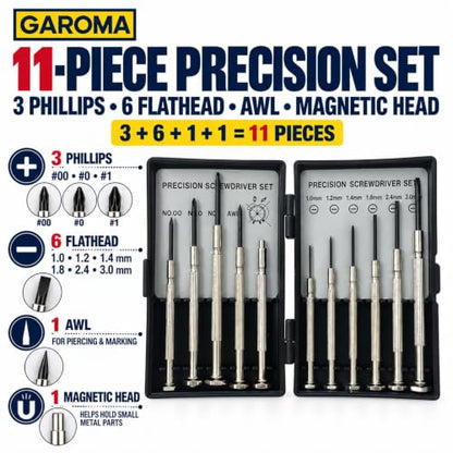 11PCS Mini Precision Screwdriver Set for Eyeglasses, Watches & Electronics - size: 11 in 1
