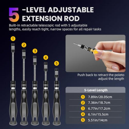 48-IN-1 Mini Precision Magnetic Tip Screwdriver Sets, Ergonomic Anti-Slip, S2 Steel Small Repair Cleaning Tool Kit for iPhone, Watch, Macbook, Computer, Laptop, PS4 PS5, Xbox, Switch, Glasses