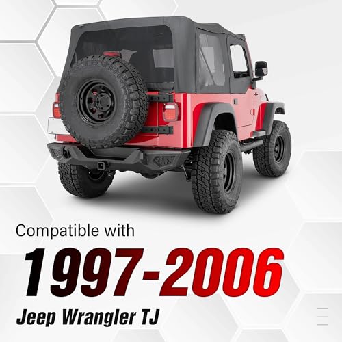 YZONA for Wrangler TJ Heavy Duty Reinforced Tailgate Hinge Set Compatible with 1997-2006 Wrangler TJ 2 PCS Steel Rear Door Hinges Tail Gate Hinge Bracket for 2/4 Door (Black) - size: Wrangler TJ