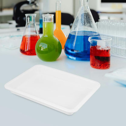 Lurrose Lab Trays Plastic, 4 Pack Acid and Alkali Resistant Chemical Reagent Containment Pan, Leak-Proof Lab Storage Basin for Classroom Science Experiments, 9.7 x 7.3 Inch