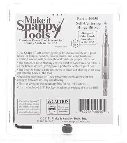 Snappy 5pc Self Centering Hinge Drill Bit Set Made in USA #2 – 14 Cabinet