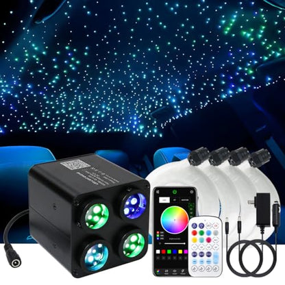 AKEPO 36W 4 Color Twinkle Starlights Headliner Fiber Optic Lights Kit - size: 1500pcs*13.1ft*0.03in