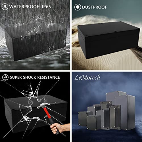 LeMotech Project Box ABS Plastic Junction Box IP65 Waterproof Hobby Box Electrical Boxes Universal Enclosure for Electronic Black 8.9X 5.7X 3.1 inch(230x150x85mm)（Pack of 1 - color: Black (1 pack), size: 8.9" x 5.7" x 3.1"