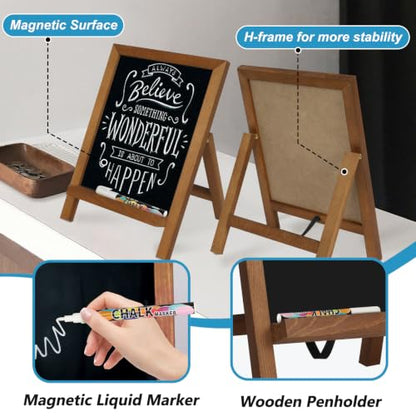 4 THOUGHT Small Tabletop Magnetic Chalkboard Signs 9.5" x 14", Brown - color: Rustic Brown