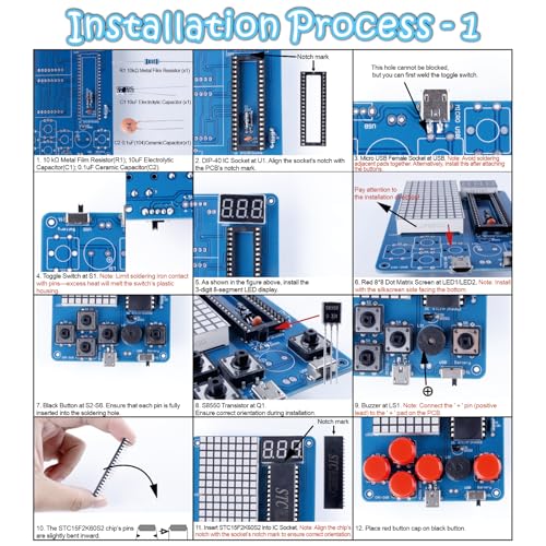 Soldering Practice Kit - DIY Game Device Electronics Project with 4 Classic-Style Games - Beginner STEM Learning Kit for Teens丨Adults