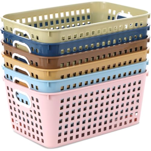 gisgfim 6 Pack Medium Plastic Book Baskets 11 × 7.5 × 4.5 inches Classroom Storage Baskets for Papers Book Storage Plastic Baskets Versatile Storage Solution for Classroom HOM and Office (Vintage) - color: Vintage