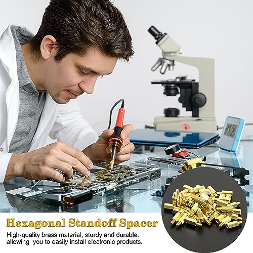 uxcell 50 Pieces M3 9+4mm Hex Standoff Spacer Male to Female Thread Brass Spacer Standoff Hexagonal Spacers Standoffs Screws Nuts for PC PCB Motherboard