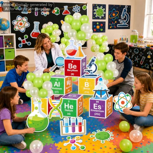 66Pcs Science Lab Party Decoration Pre-Folded Cardstock Kit Green Clear - color: Green Clear