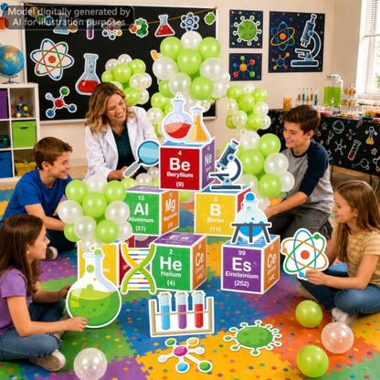 66Pcs Science Lab Party Decoration Pre-Folded Cardstock Kit Green Clear - color: Green Clear