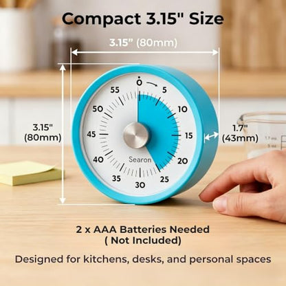Searon Magnetic Kitchen Timer, 60-Minute Visual Dial (Blue) - color: Blue