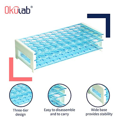 Detachable Plastic Tube Rack Set, 2pcs, Suitable for Tubes of Dia.≤17mm, 50 Holes Test Tube Holder, for Classroom, Lab,TTRP50A2 - size: 2 Pcs of 50 Holes,for Tubes of Dia.≤17mm