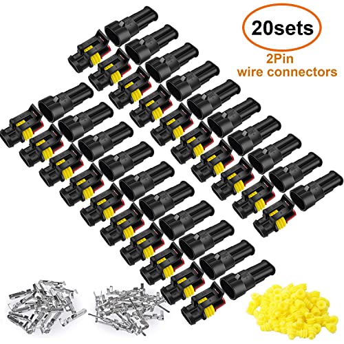 20 Kit 2 Pin Connector Automotive Waterproof 2 Wire Connector with Crimper - color: 2pin/20kit With Crimper