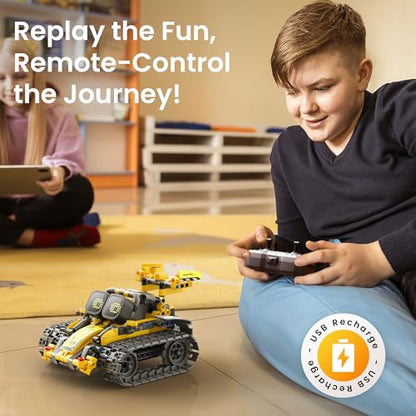 Sillbird Robot Building Kit with Remote Control STEM Gift for Boys Age 8-14 - color: Yellow
