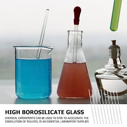 10Pcs Glass Stirring Rod 5.9" Length Stir Rod Mixing Tools with Both Ends Round, High Temperature Resistant - size: 6x150mm