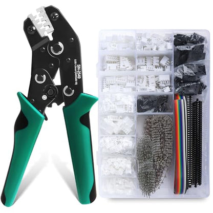 SN-2549 Ratcheting Open Barrel Crimper Kit, 2316PCS JST-XH 2.54mm/JST-PH 2.0mm/DuPont Connectors & Terminals, w/Pin Headers & Ribbon Cable, 0.08-1.0mm² (28-18 AWG) - color: 2316pcs