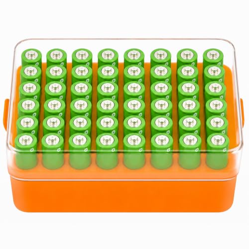 ALCYON Plastic Battery Storage Organizer for 48 AA Batteries - color: Orange, size: Large 48+AA Batteries