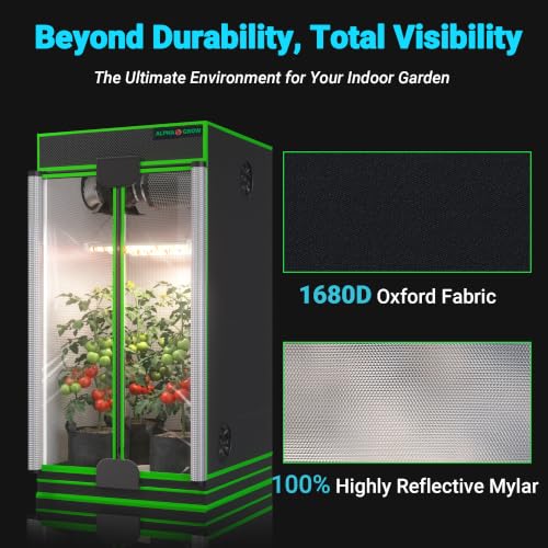 2x2 Complete Grow Tent Kit, 24x24x48 Indoor Grow Tent with 33W ABA LED Grow Light Bars, Inline Duct Fan, Carbon Filter, Fan Controller, 1680D, Silver Ducting, Hydroponic Indoor Growing Ventilation Kit