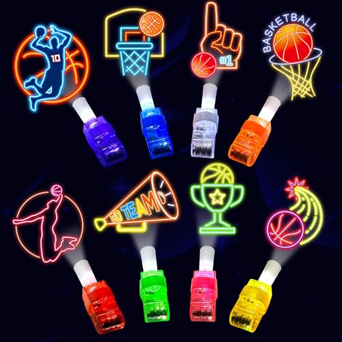 24 Pcs Basketball Party Favors LED Finger Lights Toys for Kids Ages 3-12 - style: Basketball Neon