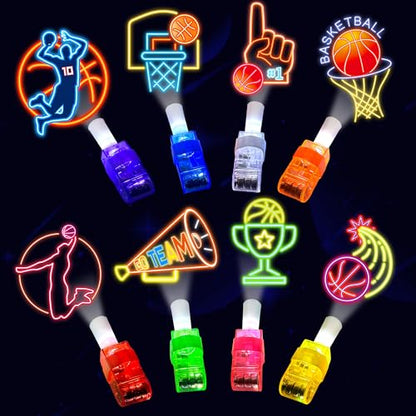 24 Pcs Basketball Party Favors LED Finger Lights Toys for Kids Ages 3-12 - style: Basketball Neon