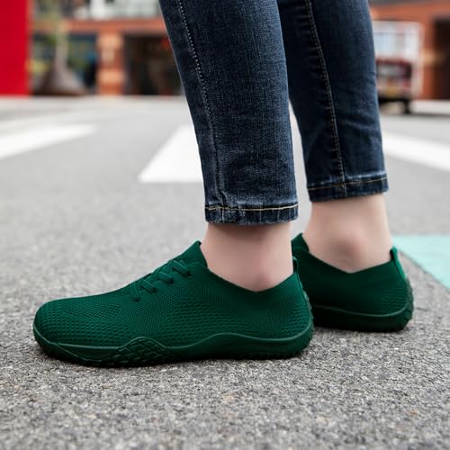 Barefoot Shoes Women Tennis Gym Zero Drop Trail Minimalist Sneakers - color: Dark Green, size: 8