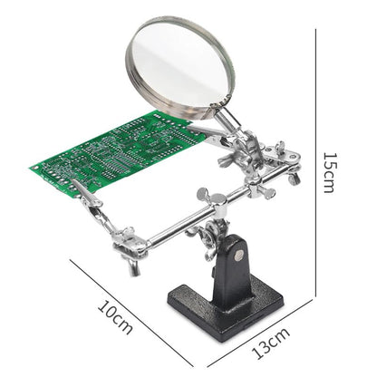 Helping Hands Magnifier Glass Stand with Alligator Clips - 5X Magnifying Lens, Perfect for Circuit Board Repair, Electronics Soldering, Hobby Crafts