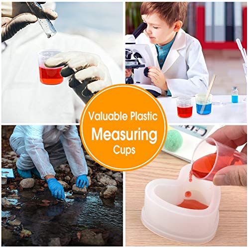 Coopay 100 Pack 30ml/1oz Plastic Graduated Cups Transparent Scale Cups Clear Epoxy Mixing Cylinder with 100 Pack Wooden Stirring Sticks for Resin, Epoxy, Stain, Mixing Paint - size: 30ml