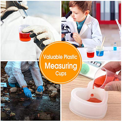 Coopay 100 Pack 30ml/1oz Plastic Graduated Cups Transparent Scale Cups Clear Epoxy Mixing Cylinder with 100 Pack Wooden Stirring Sticks for Resin, Epoxy, Stain, Mixing Paint - size: 30ml