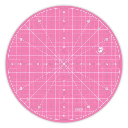 Headley Tools 13"x13" Round Rotating Cutting Mat, Self Healing Mat with 360-Degree Rotation & Anti-Slip Base, Sewing Board Cutting Mat Perfect for Fabric Quilting Leather Hobby Project, Pink - color: Pink, size: 13"L x 13"W