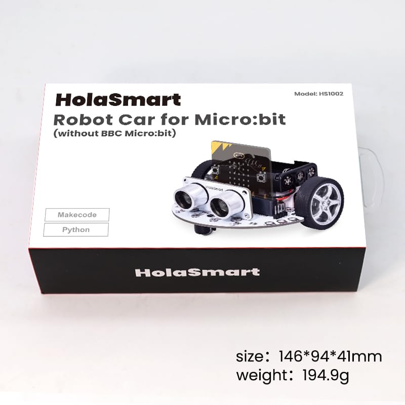 microbit DIY Mini Coding Robot Car Kit Compatible with BBC Micro:bit V2 and V1, STEM Engineering Science Kits for Graphical MakeCode and Python (Without Micro:bit and AAA Battery)