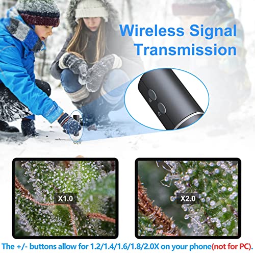 4K WiFi Microscope for iPhone Android PC, 50-1000X USB Digital Microscope Wireless Super HD Endoscope Camera Compatible with All Cellphones iPad Android Tablet Windows Mac Chrome Linux - color: Grey